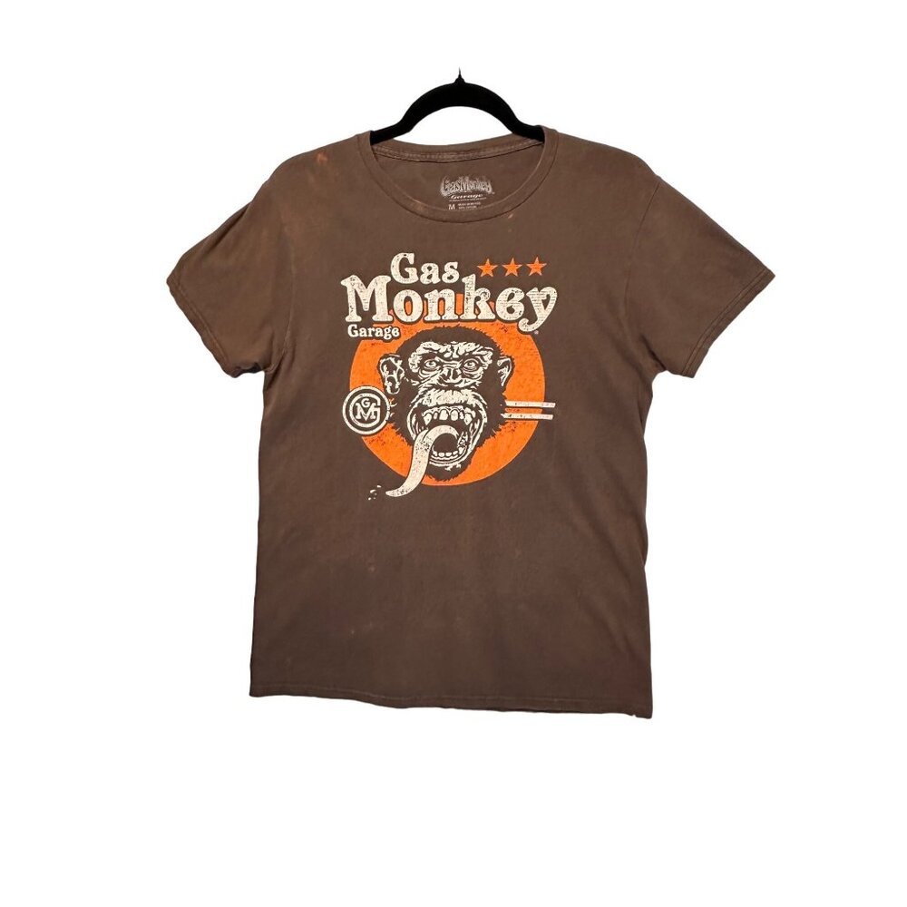Gas Monkey Garage Distressed Brown Short Sleeve Tee Cotton Medium